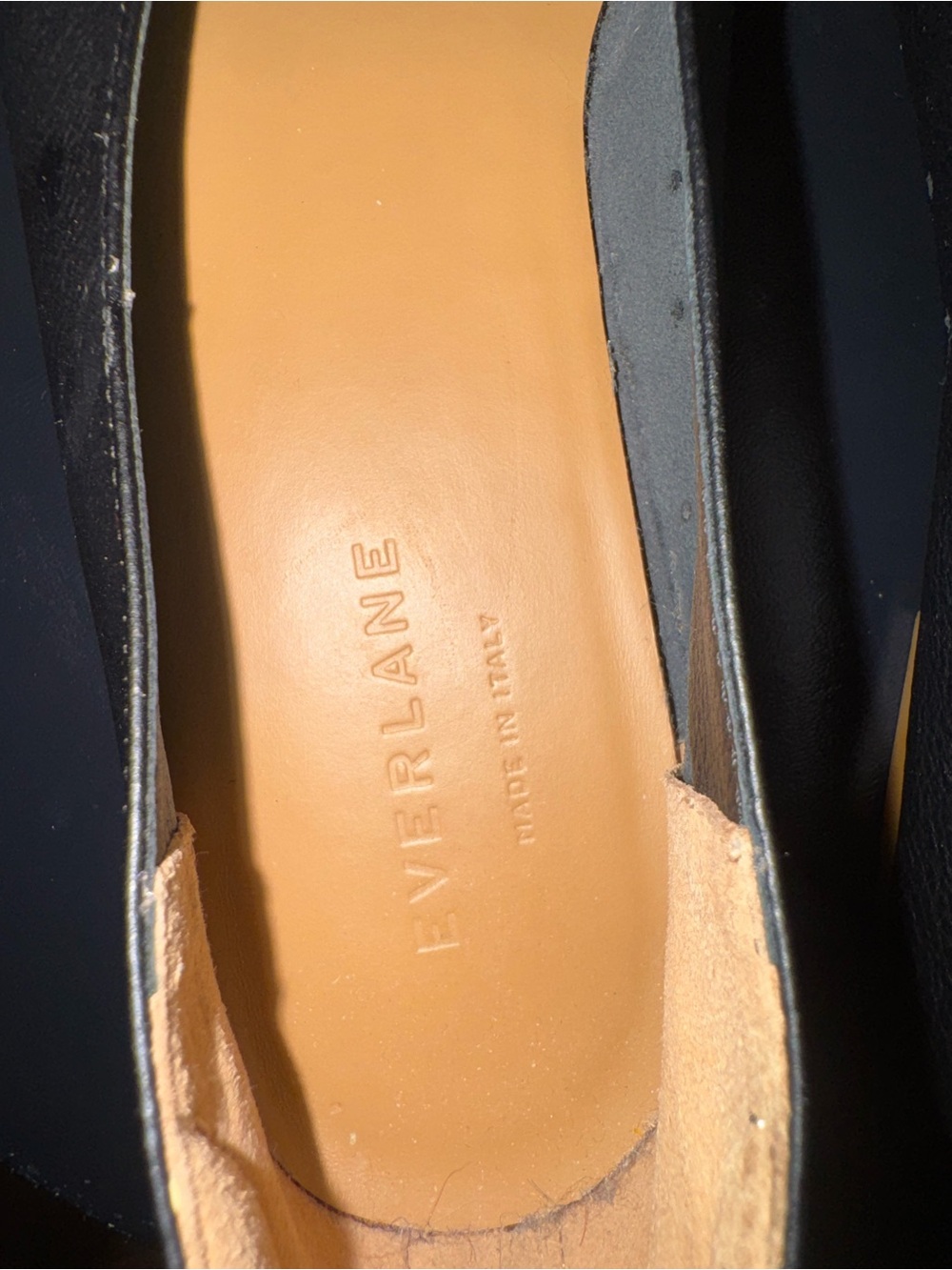 Everlane Black Leather Women's Flats with Tan Insole